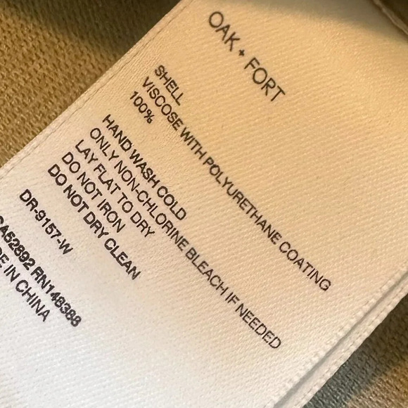 Oak + Fort Cream Vegan Faux Leather Wrap Dress Midi Length Size Small Women's - Picture 12 of 13